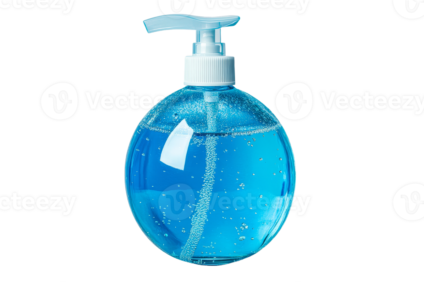 Blue spherical liquid soap dispenser on display png