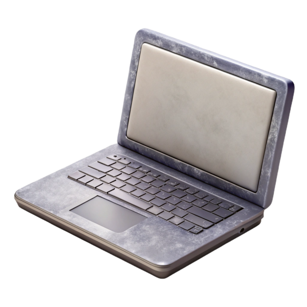 Maravilhoso minimalista computador portátil com em branco tela angular Visão Cortar fora Alto resolução png