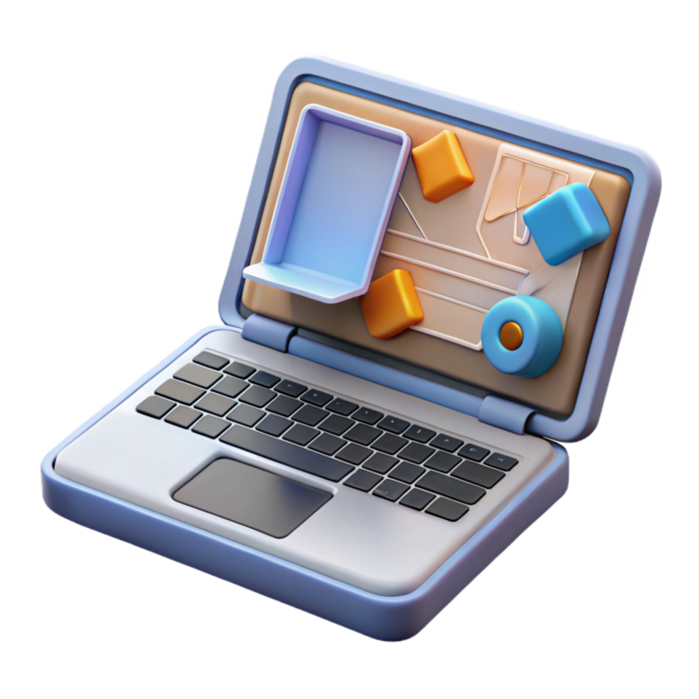 wonderful vintage Laptop with Design Software Interface Cutout original png