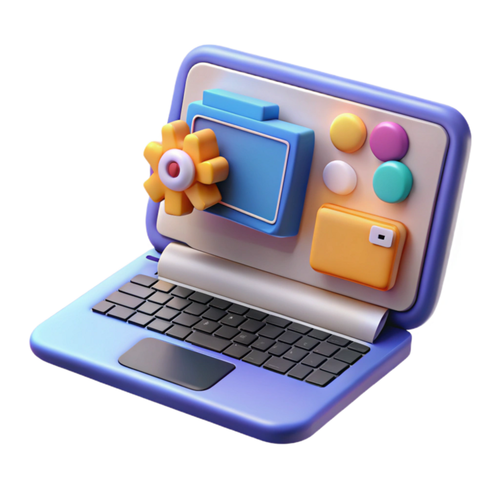 extraordinary abstract Laptop with Editing Software Transparent Background exclusive png