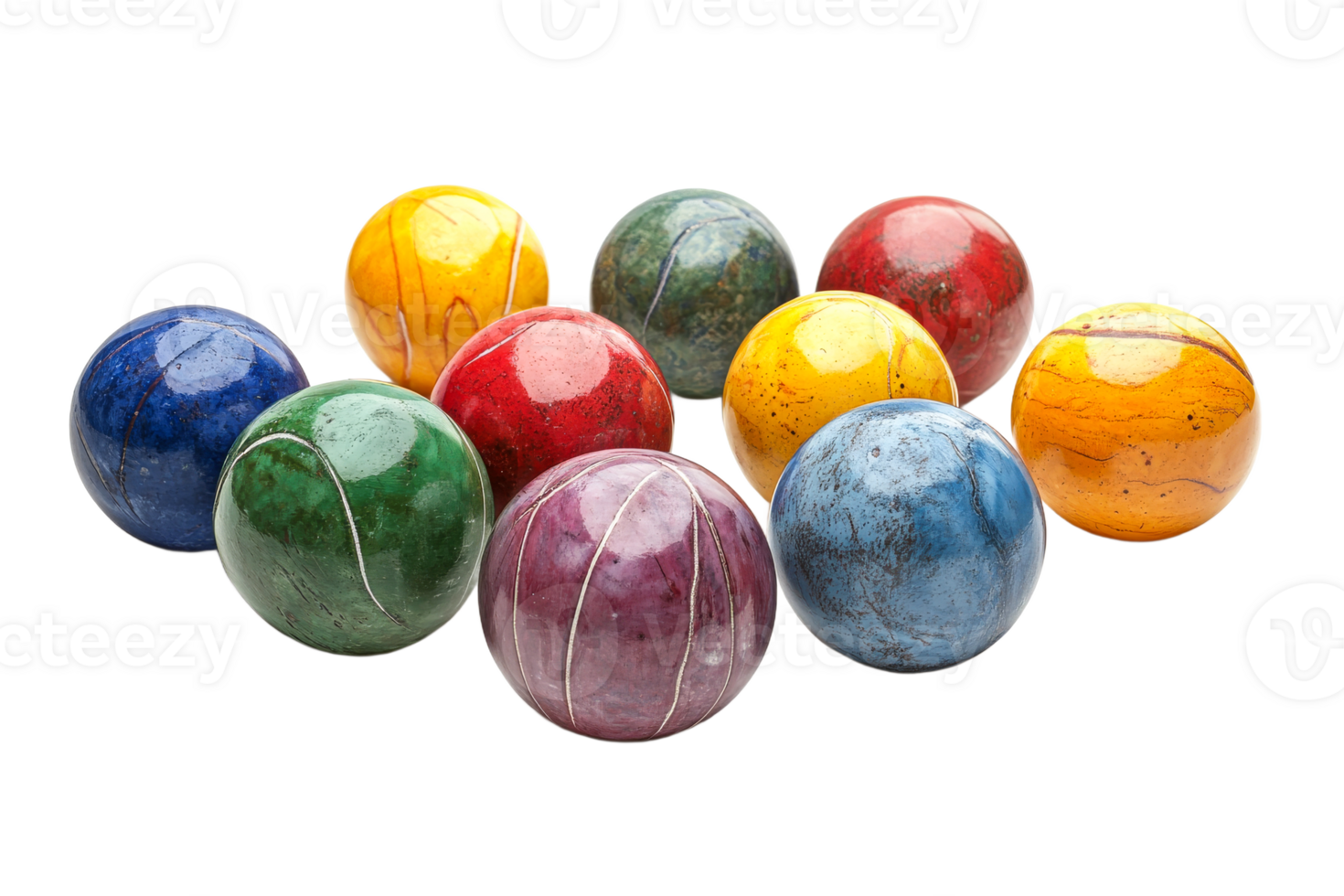Colorful marbles arranged in vibrant display png