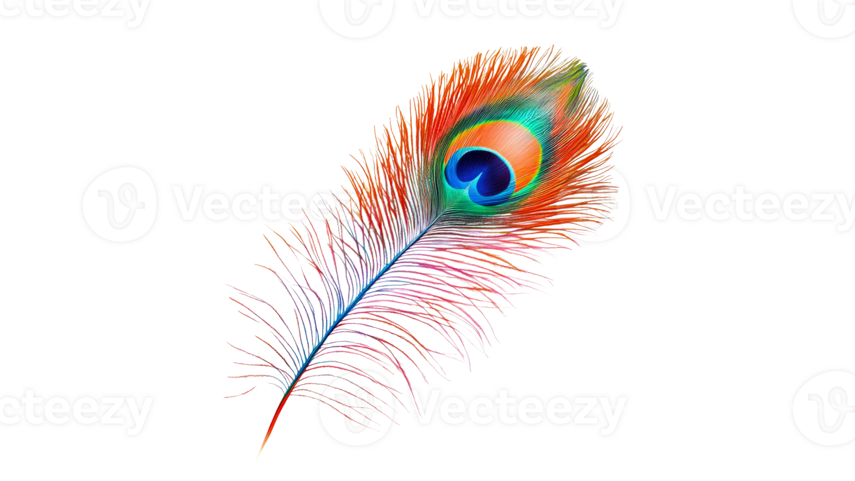 Colorful peacock feather with vibrant patterns png