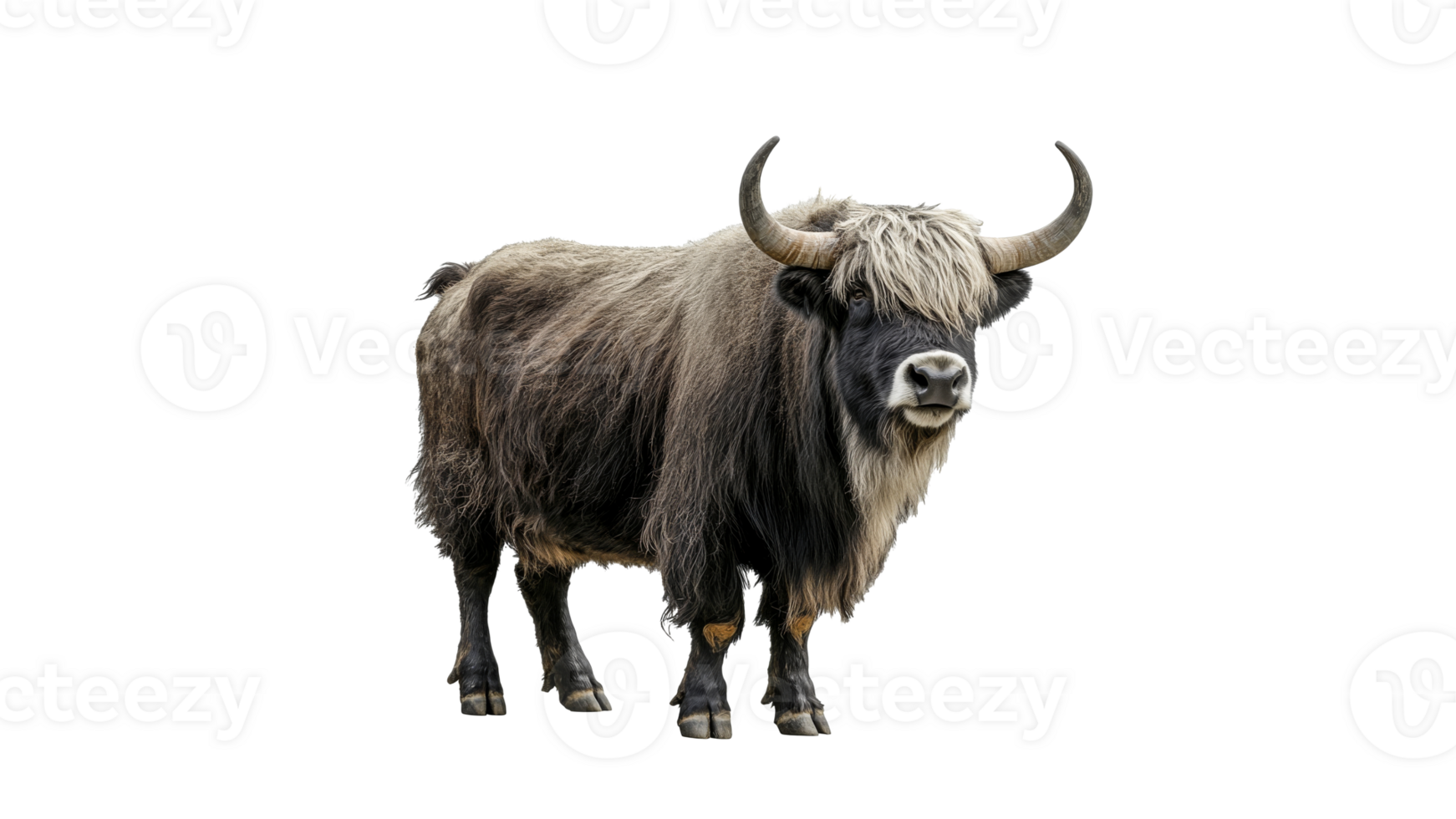 Yak standing gracefully in a snowy landscape png