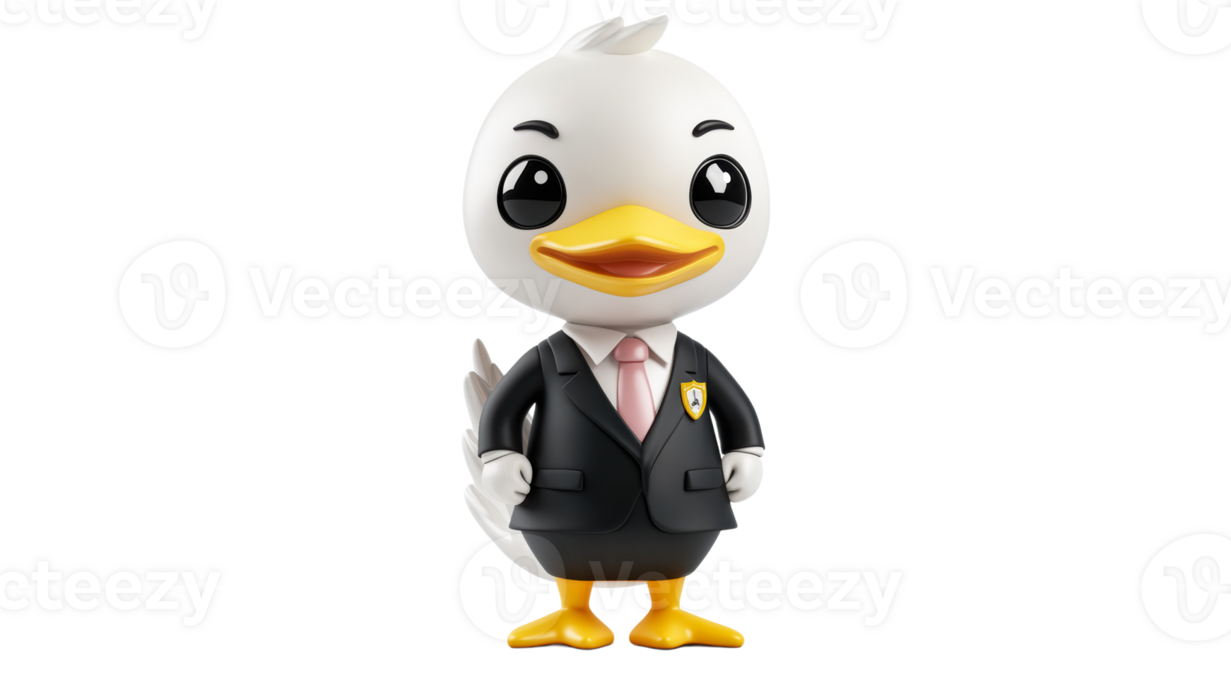 Duck in a suit poses confidently png