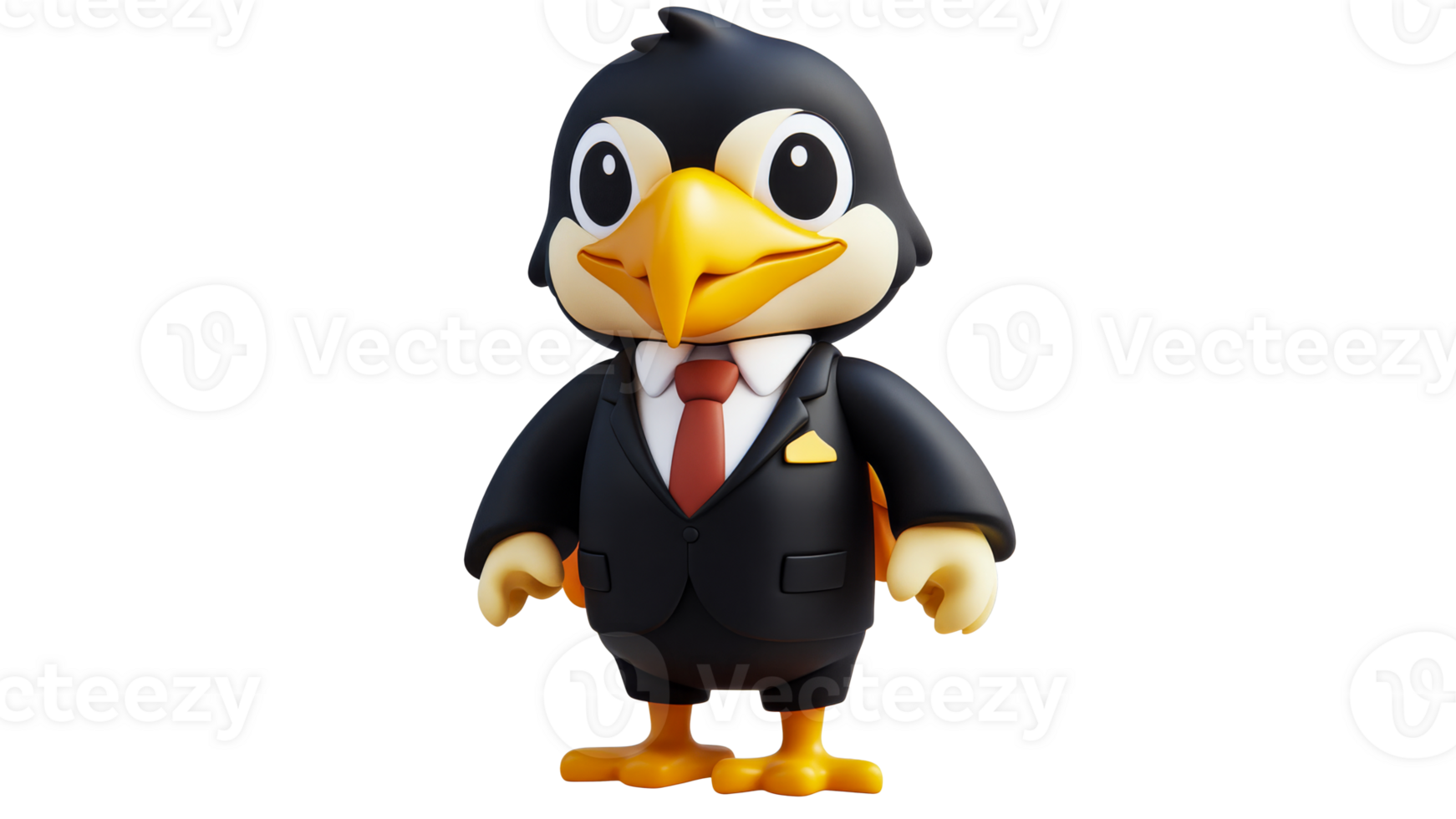 Cartoon bird character in formal attire png
