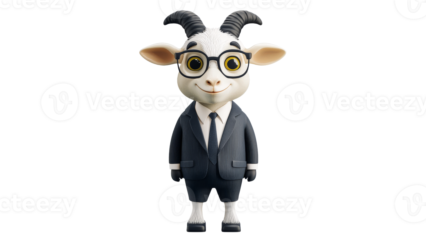 Character in suit with glasses posing confidently png