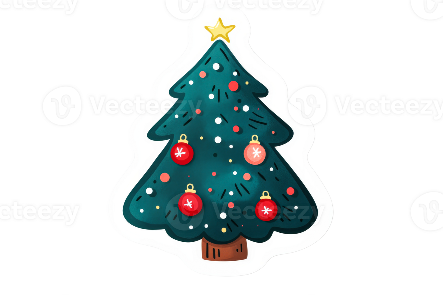 Decorative Christmas tree design with ornaments png