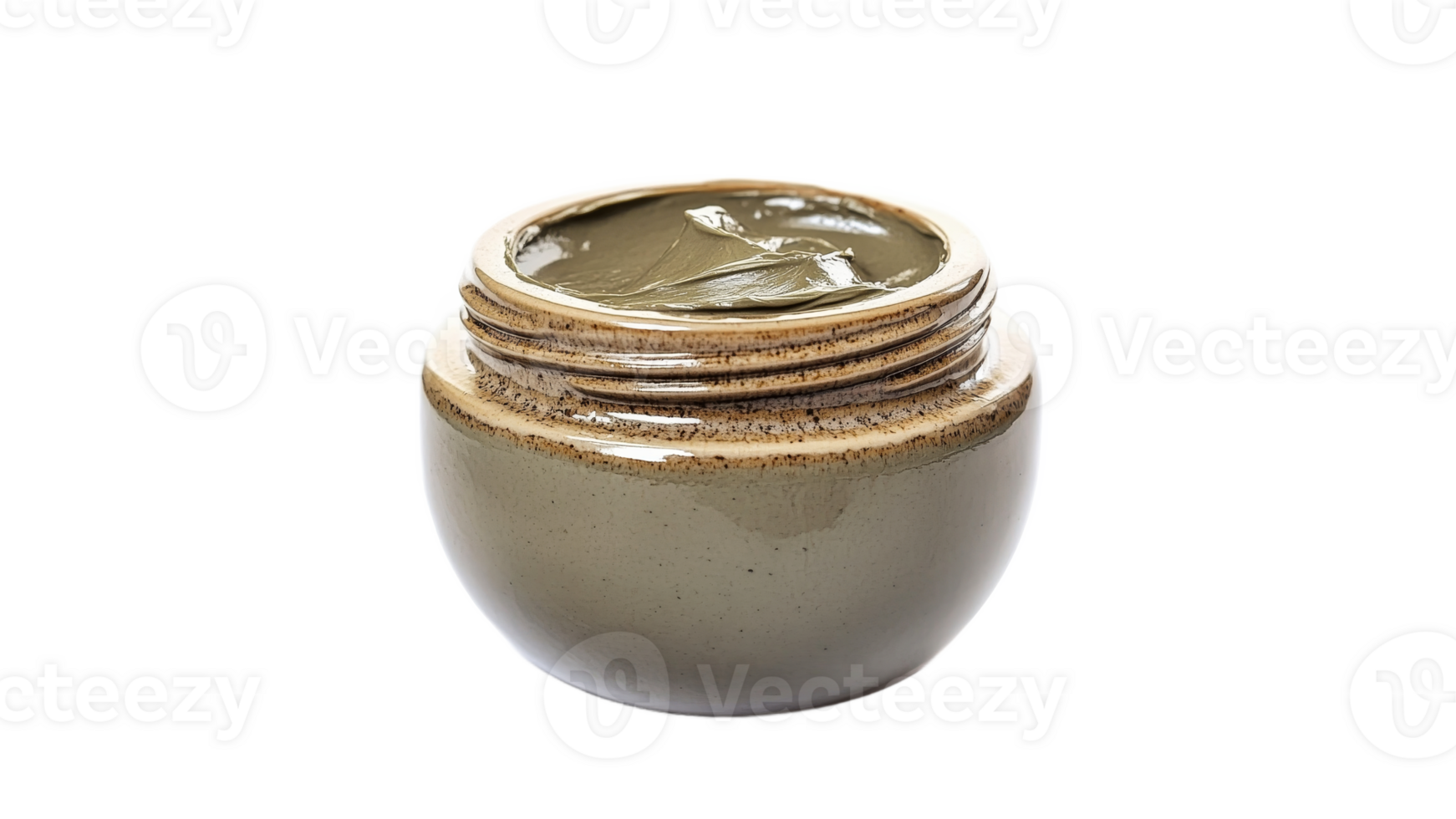 Natural clay mask in a ceramic container png