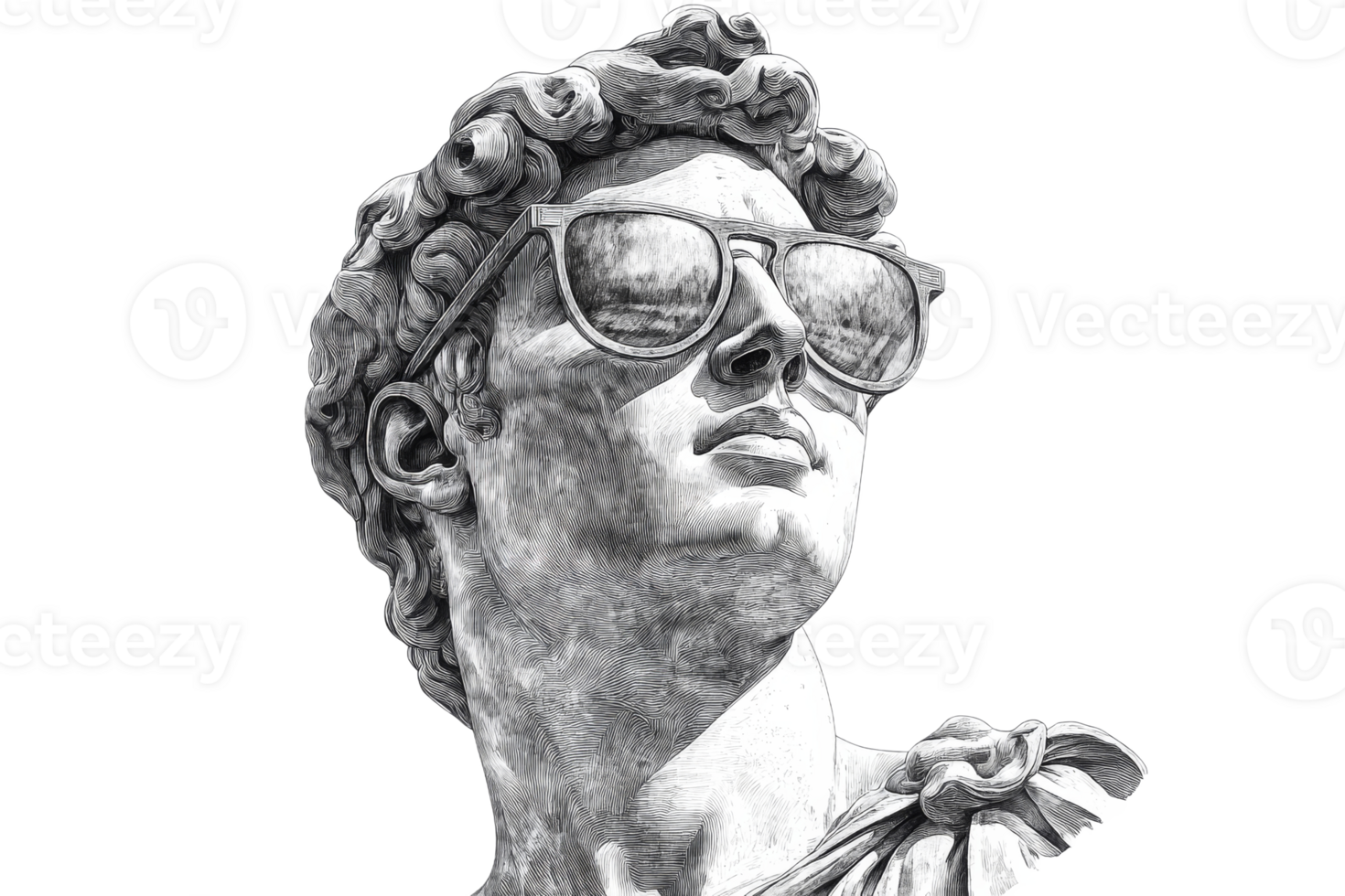Captivating statue wearing trendy sunglasses png
