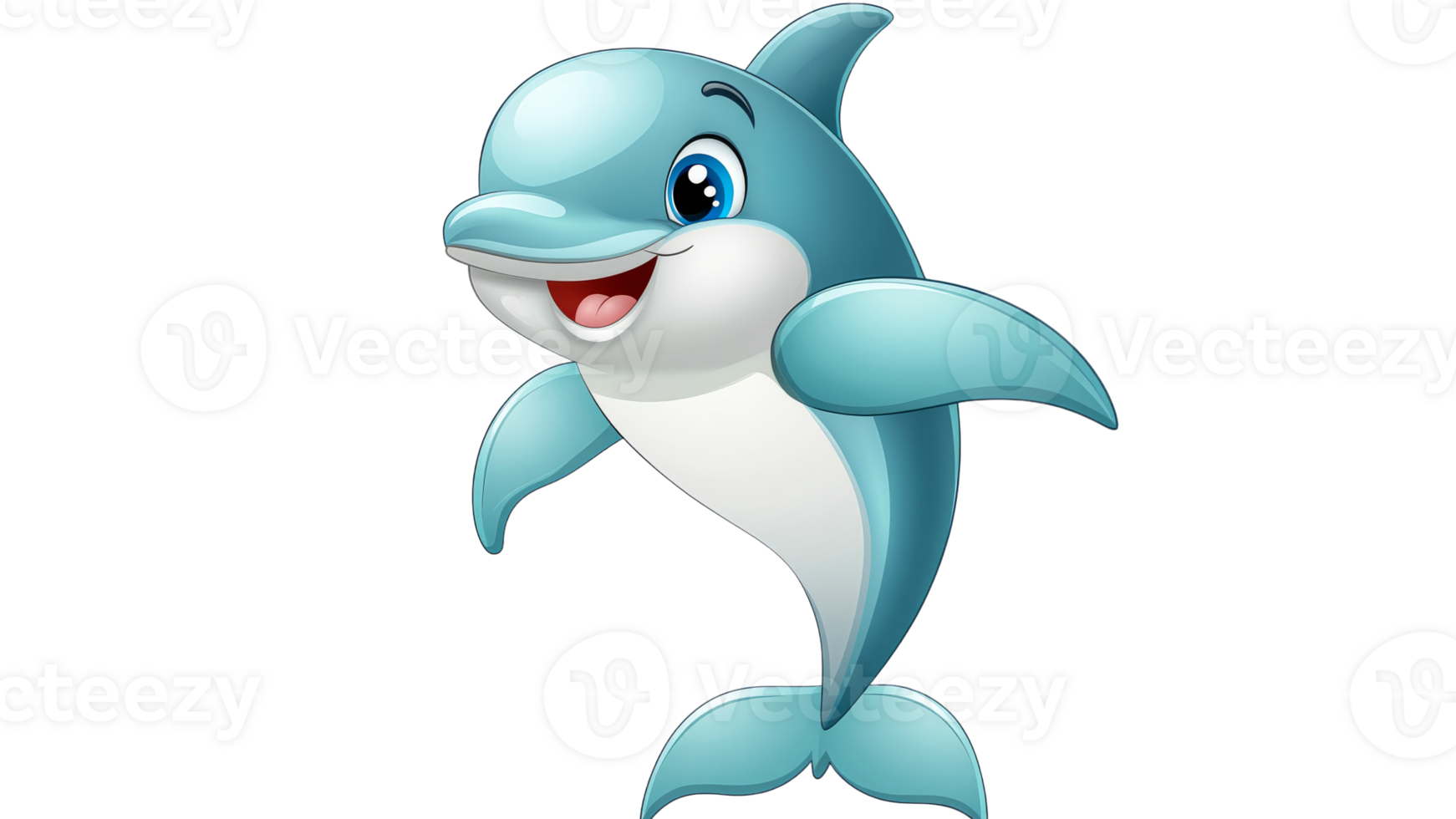 Joyful dolphin swimming in the ocean transparent png
