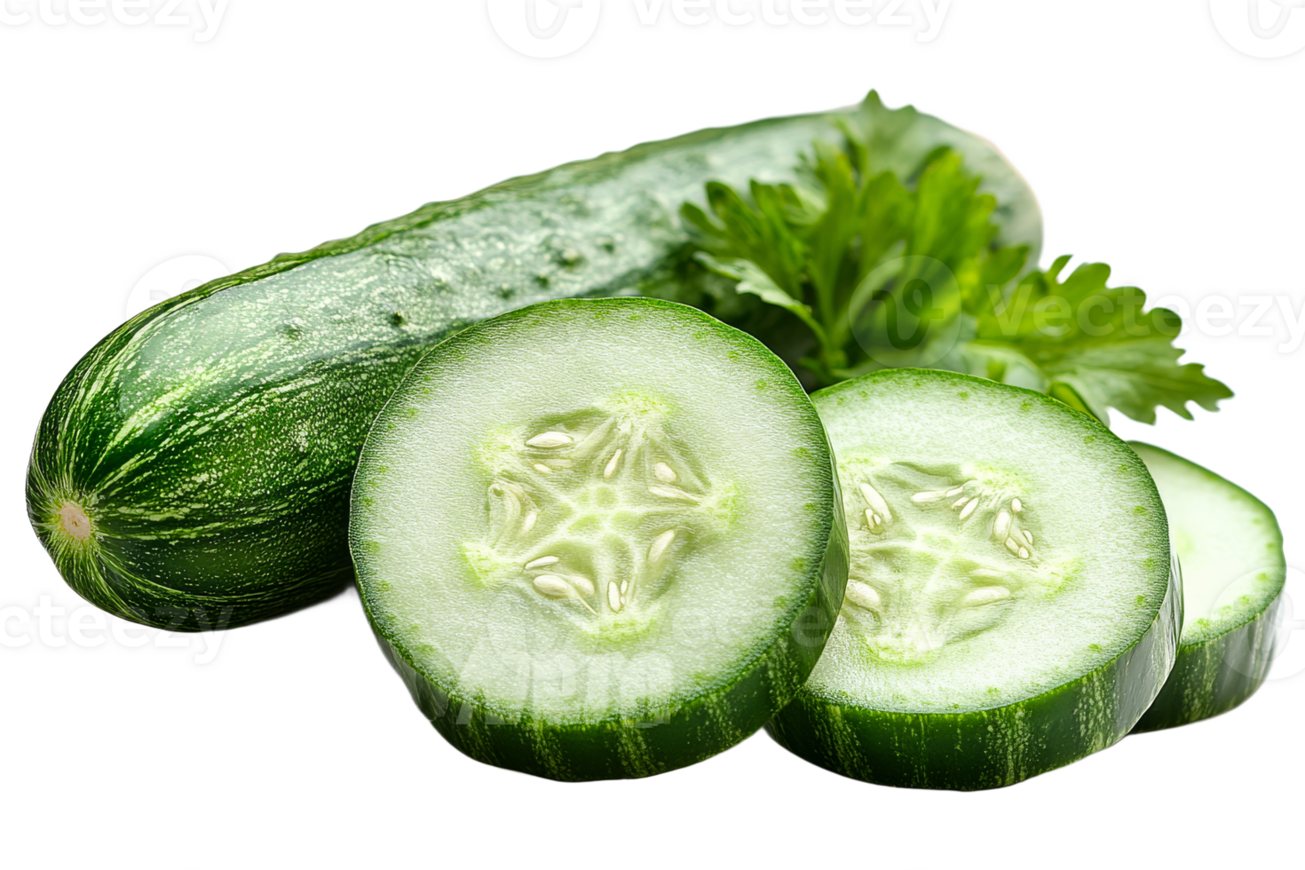 Cucumber and cilantro ready for salad png