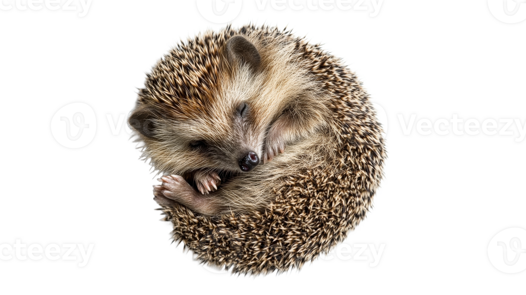 Hedgehog curled up on transparent background png