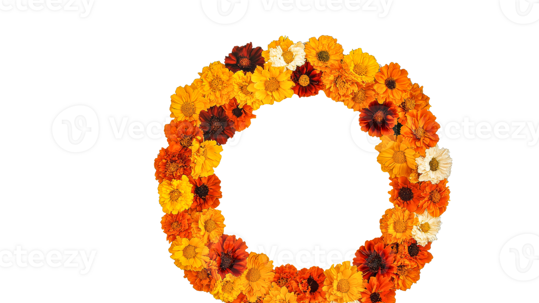 Beautiful floral wreath in vibrant autumn colors png