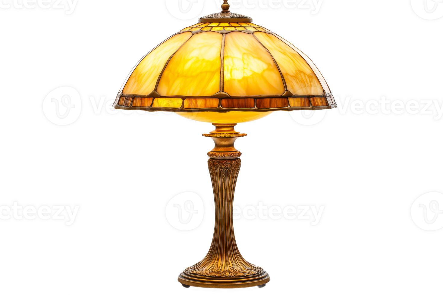 Vintage lamp with stained glass shade png