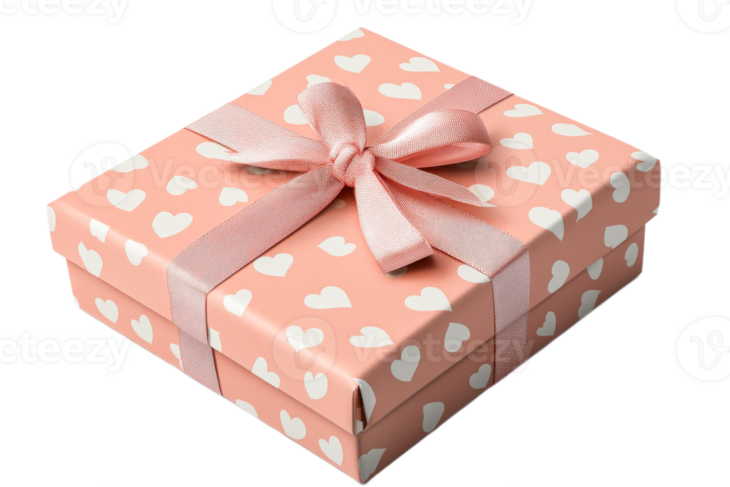 Gift box wrapped in pink with heart patterns png