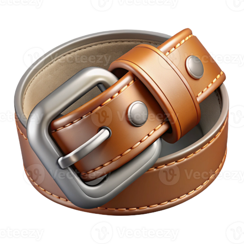 impressive classic Leather Belt Silver Buckle Transparent Background png