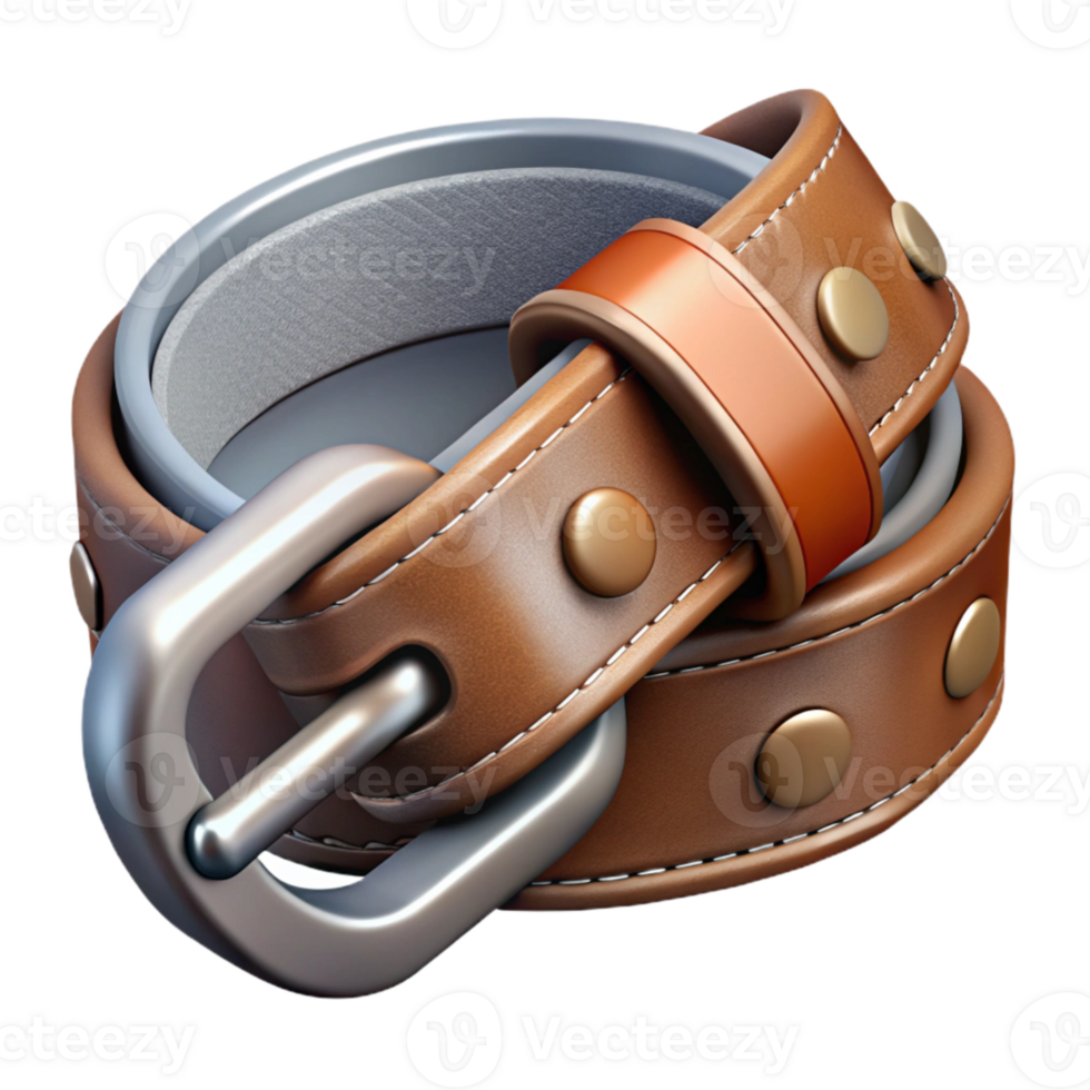 vibrant vintage Leather Belt Silver Buckle Transparent Background high resolution png