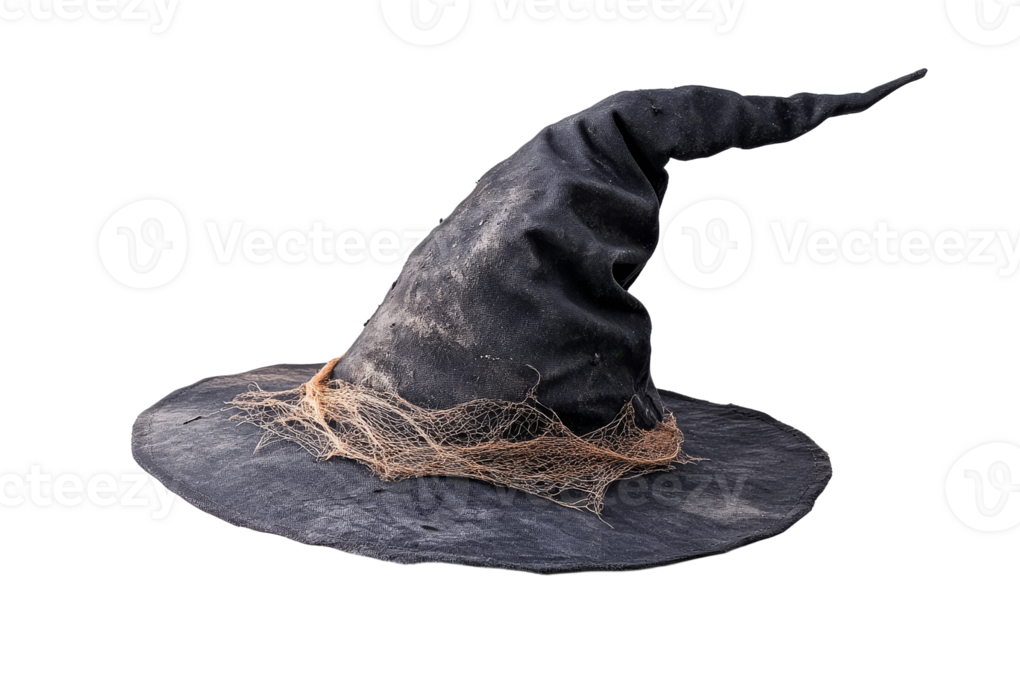 Vintage witch hat with cobwebs for Halloween decor png