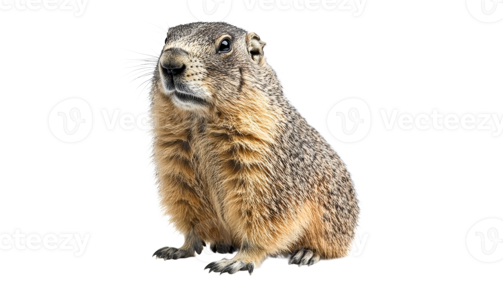 Marmot sitting calmly on white background png