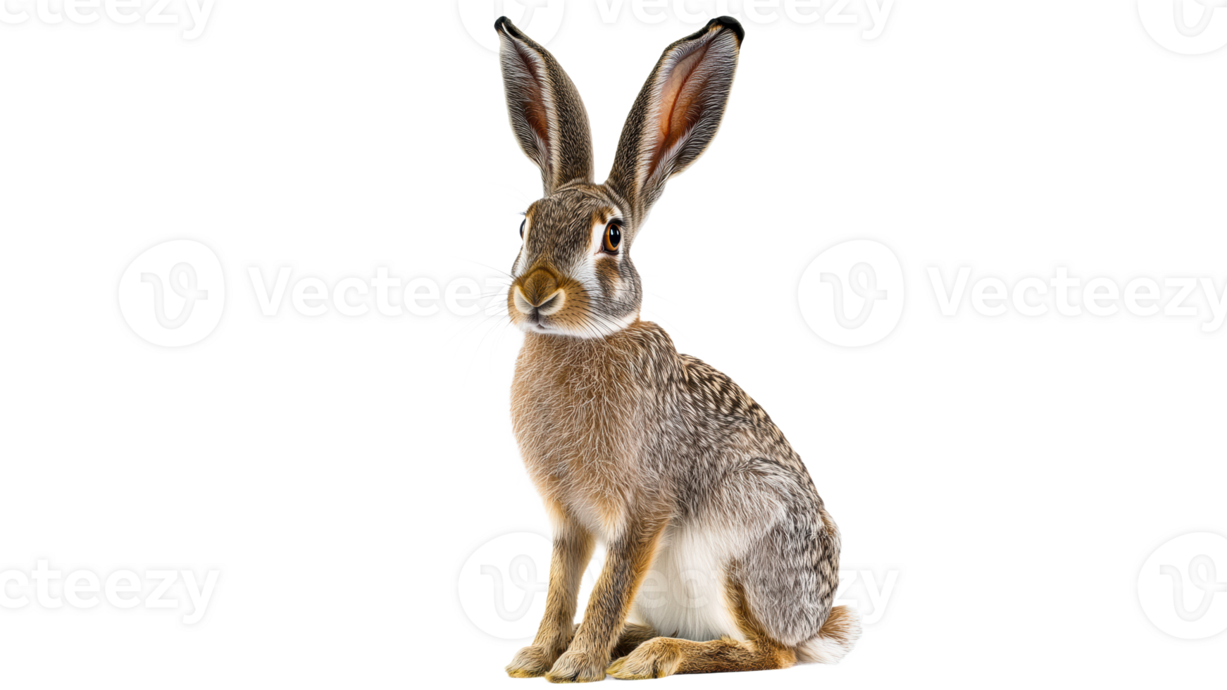 Curious rabbit sits elegantly in bright light png