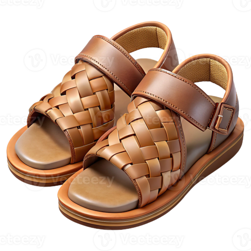 serene artistic Leather Sandals Woven Straps Transparent Background genuine png