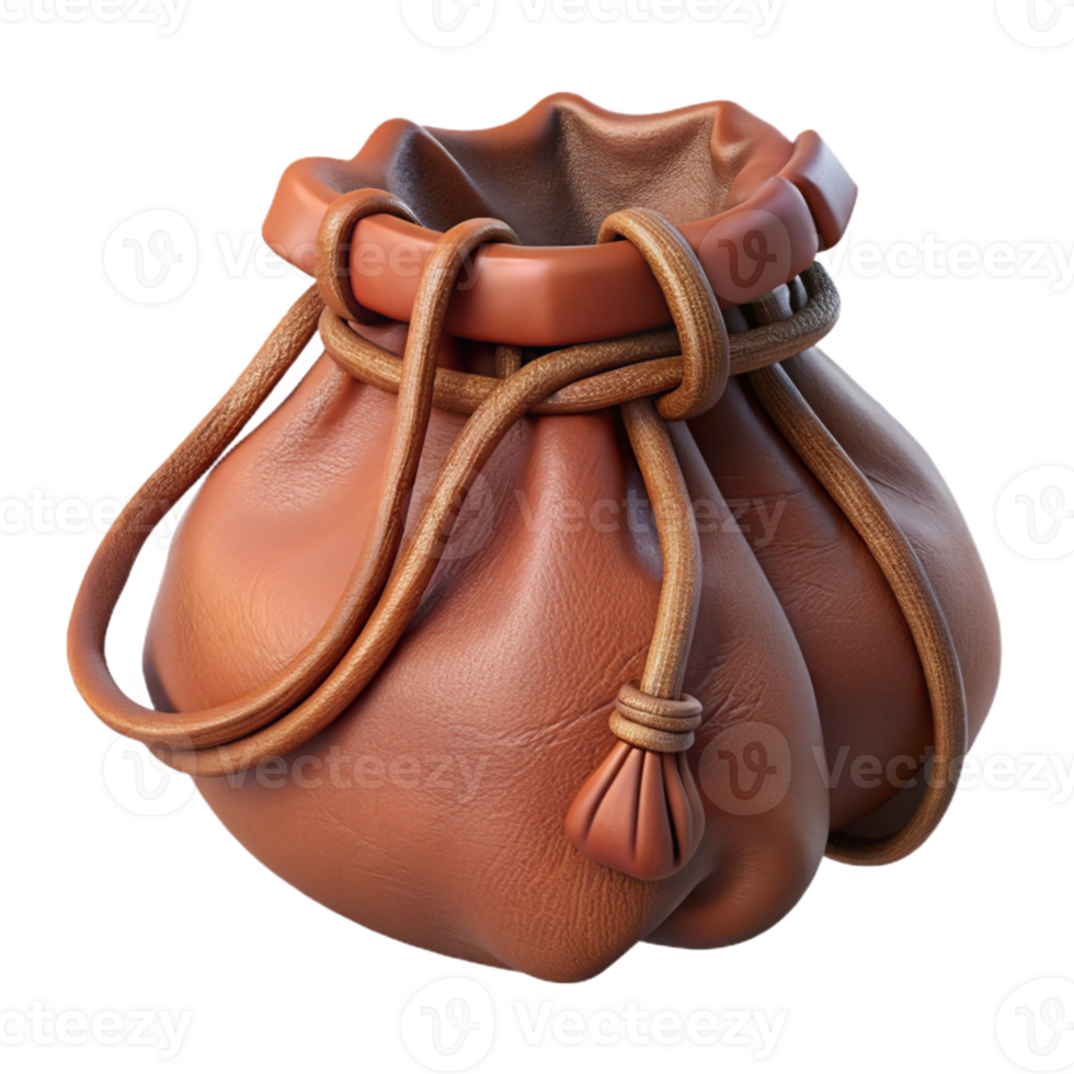 extraordinary artistic Leather Pouch Drawstring Closure Transparent Background high quality png