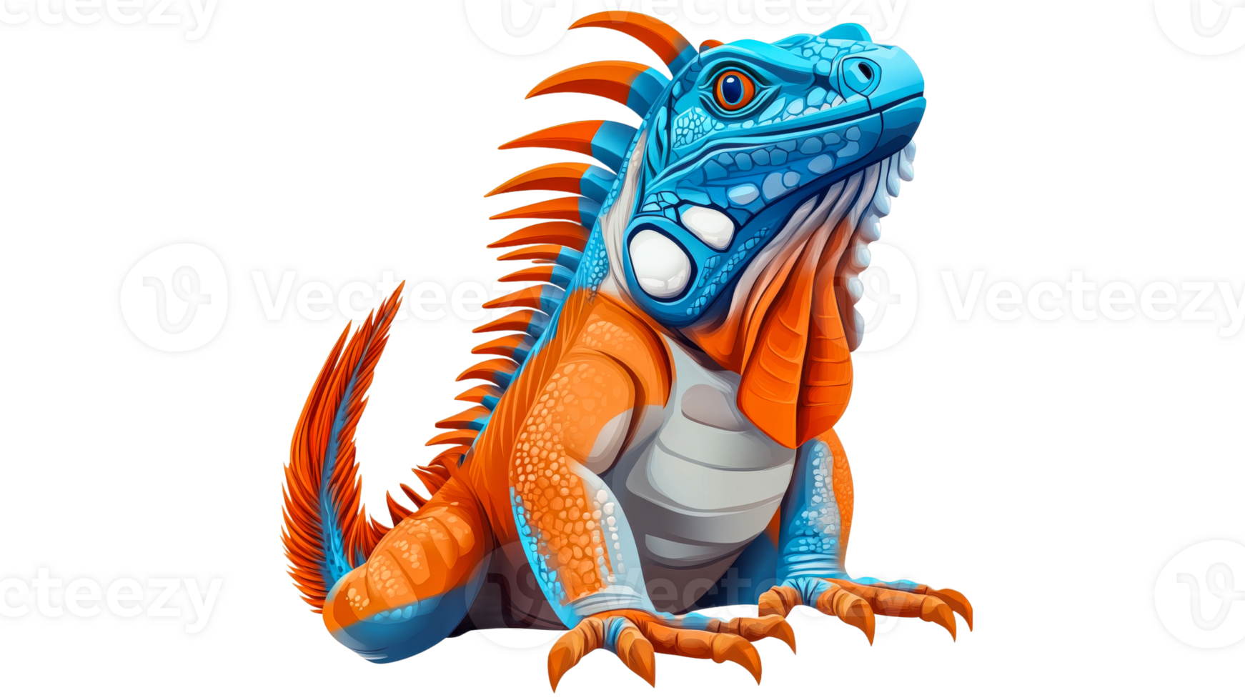 Colorful fantasy iguana with vibrant patterns png