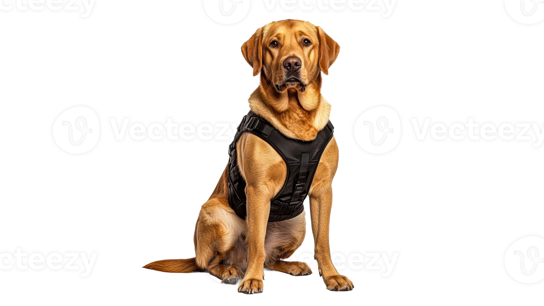 Labrador in a harness indoors png