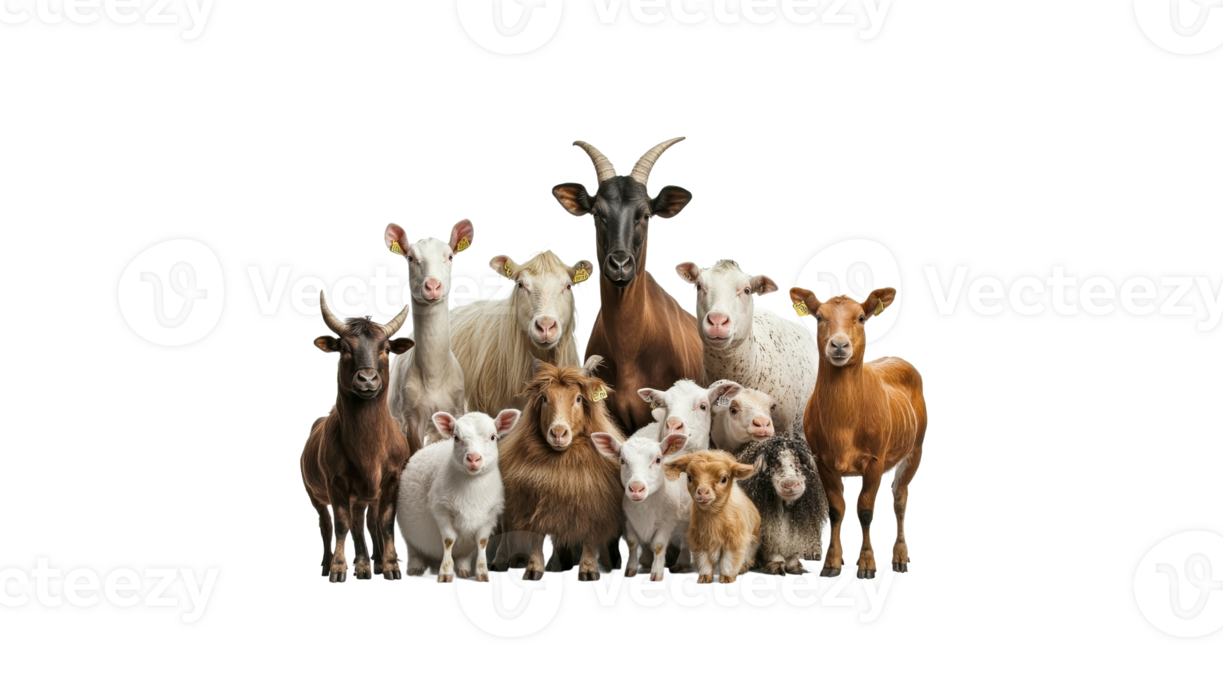 Farm animals gathered together in one place png