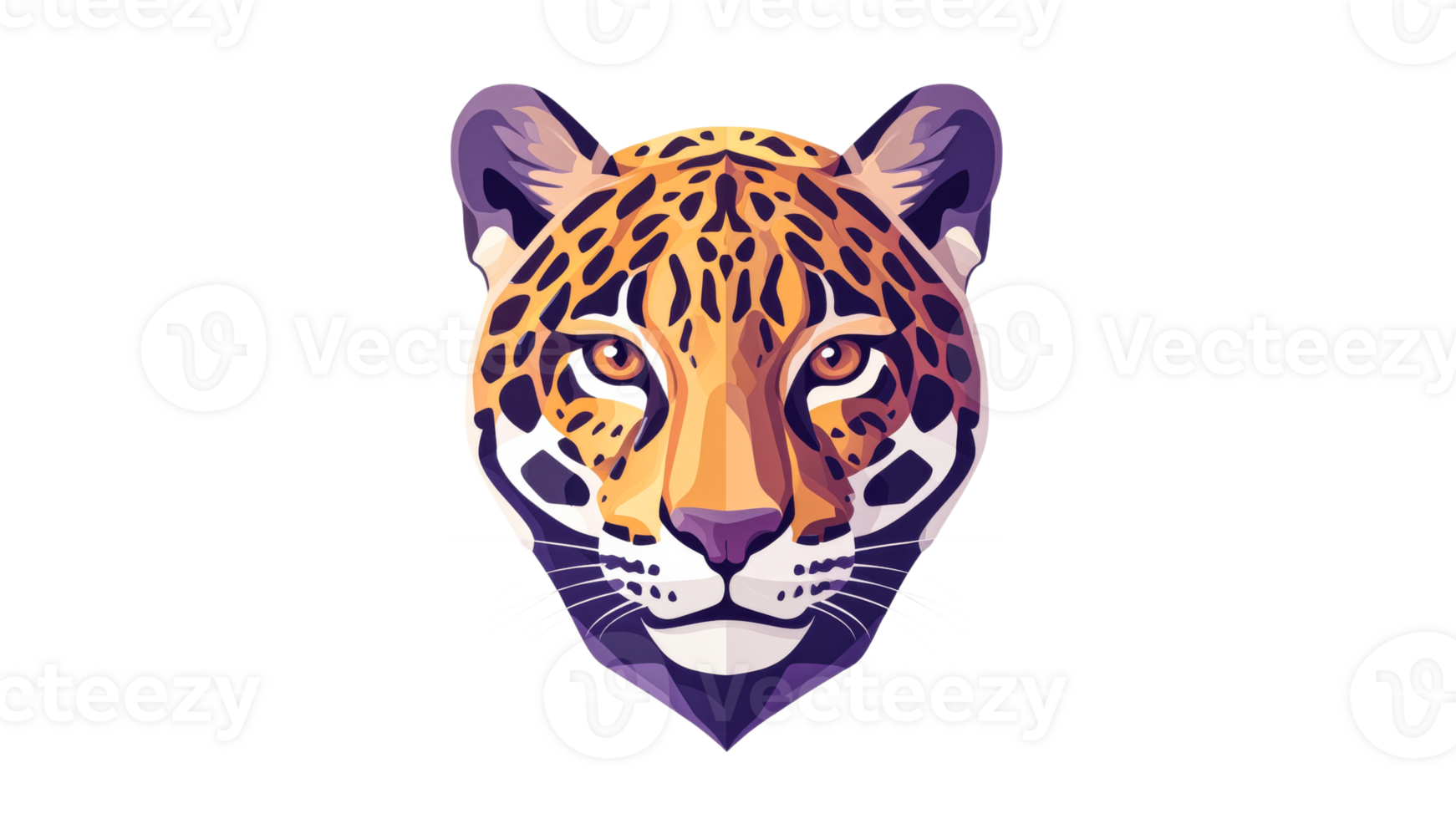 Leopard head illustration in vibrant colors png