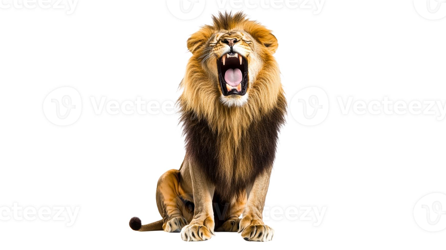 Lion roaring loudly in a bright setting png