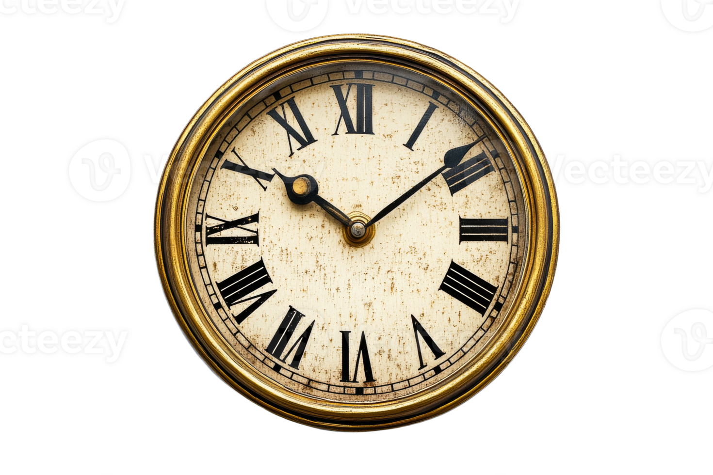 Vintage wall clock with Roman numerals png
