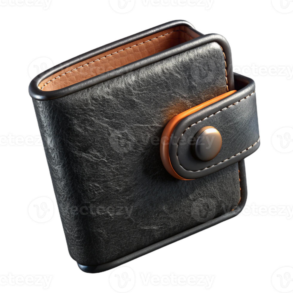 elegant abstract Leather Wallet Black Leather Transparent Background original png