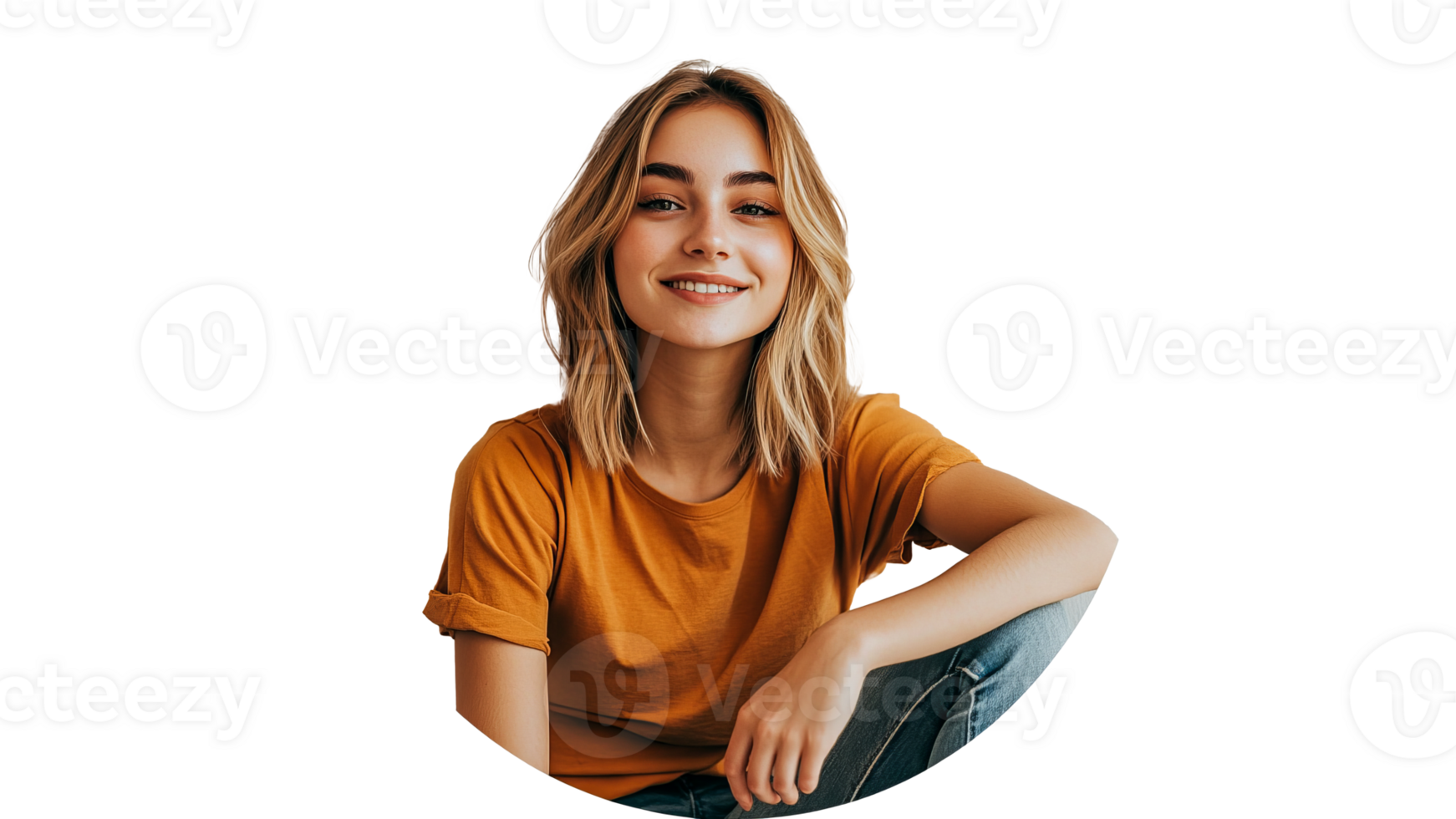 Smiling young woman with casual style in portrait png