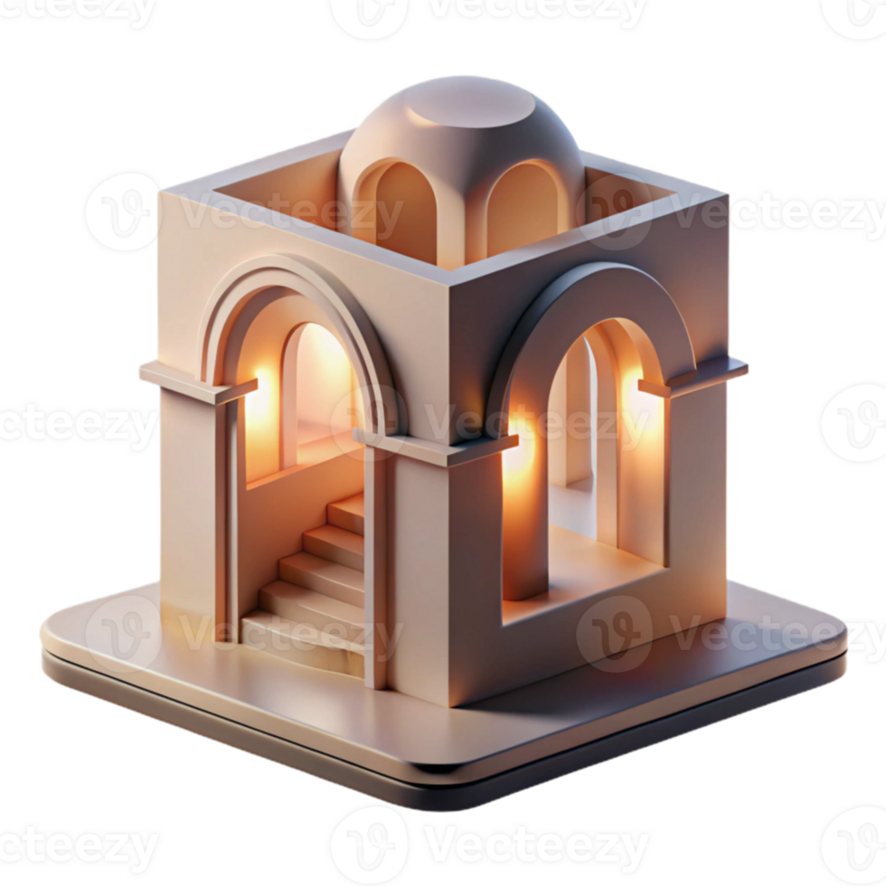 extraordinary rustic Levitation Architecture Cutout with Soft Lighting detailed png