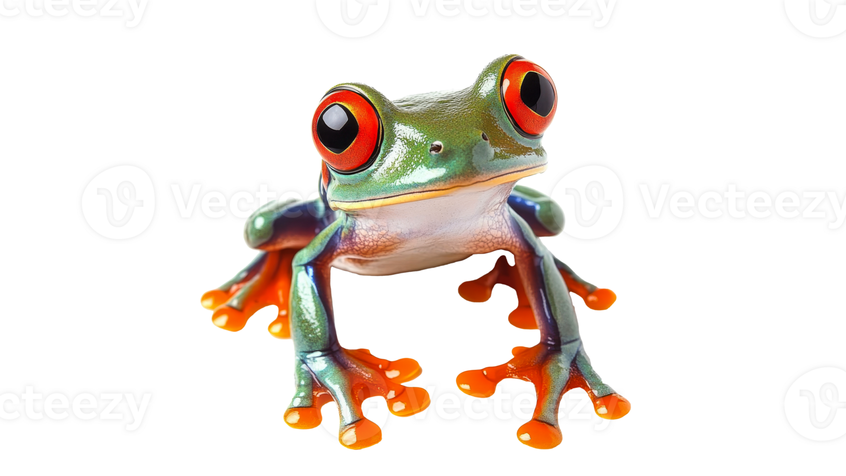 Colorful red eyed tree frog on a transparent background png
