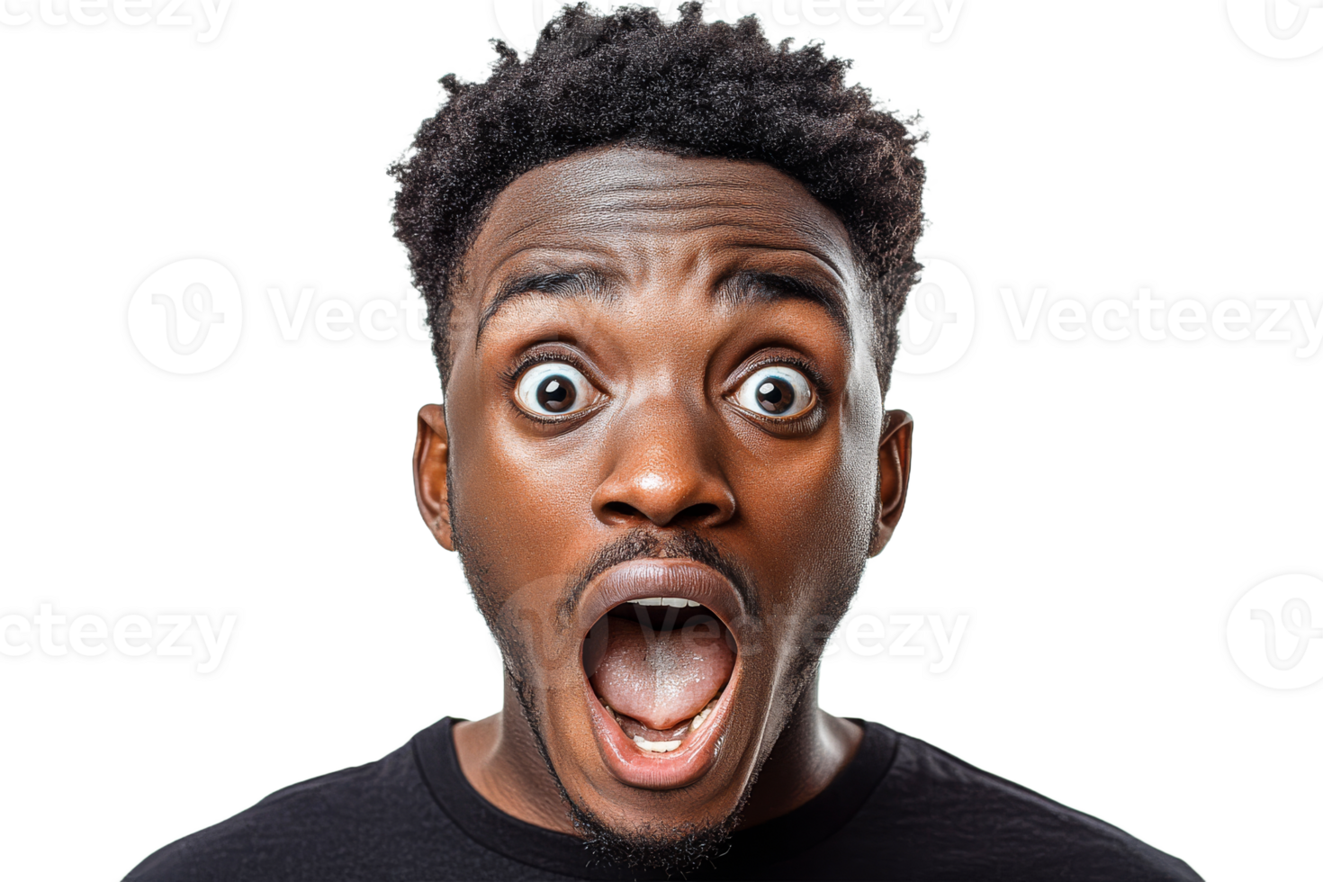 Surprised man expressing amazement with open mouth png