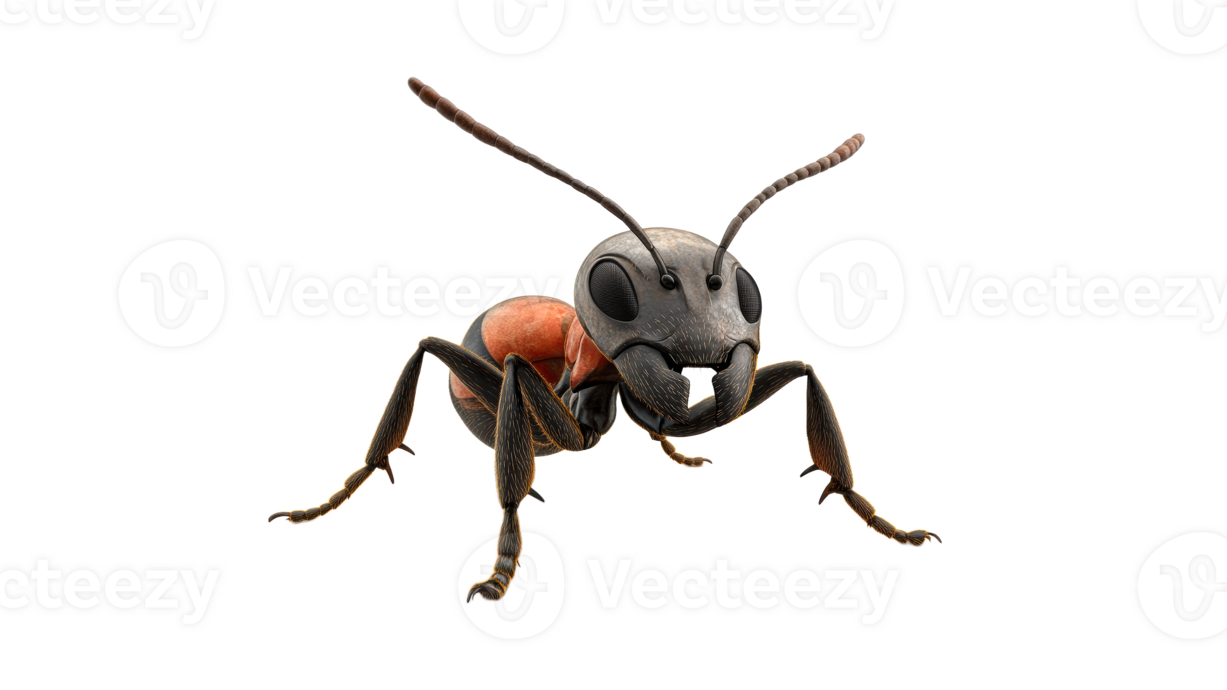 Ant in detailed close up view on white background png