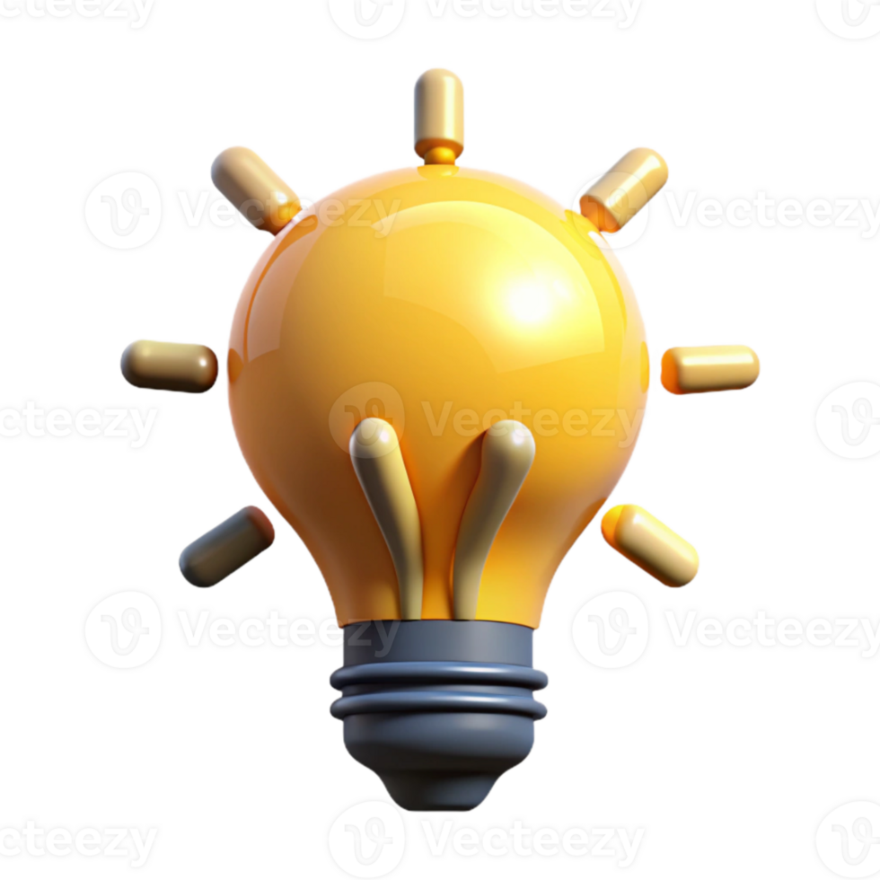 impressive artistic Lightbulb with Idea Cutout Yellow Glow premium png