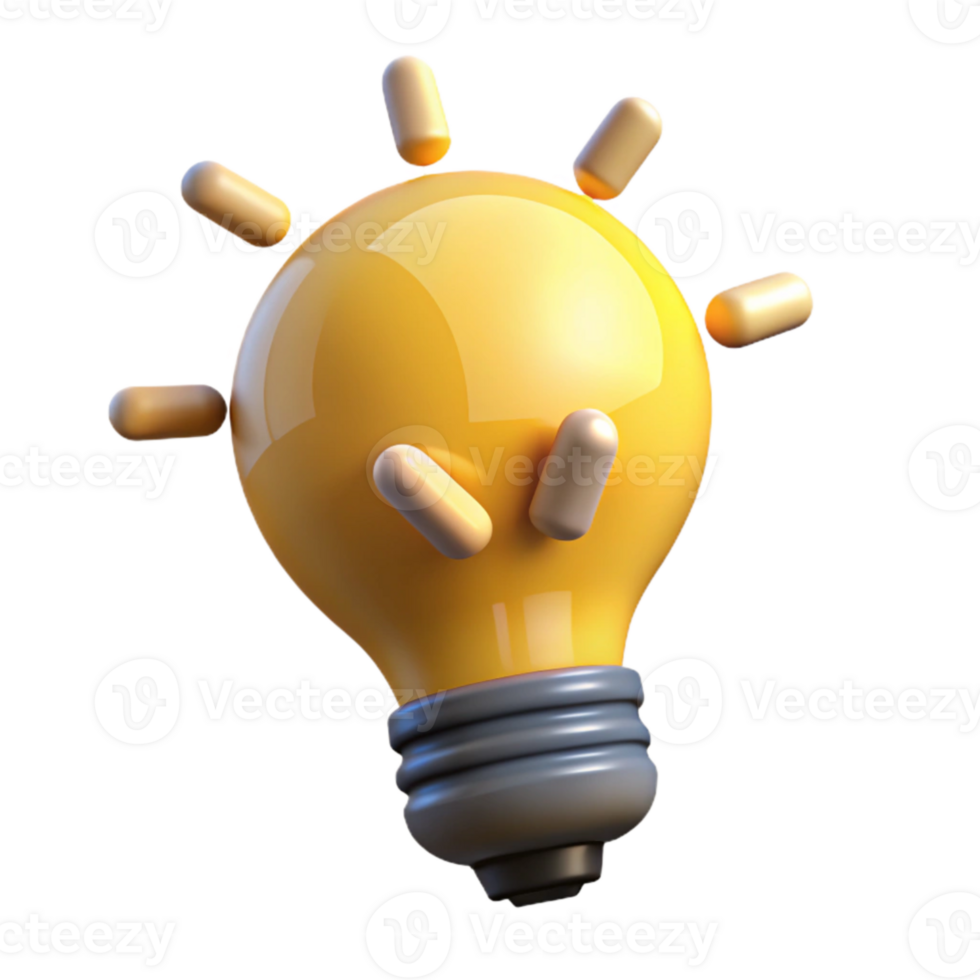 elegant creative Lightbulb with Idea Cutout Yellow Glow png