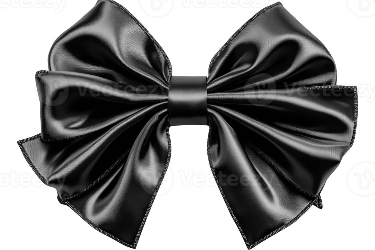 Black satin bow showcasing elegant design png