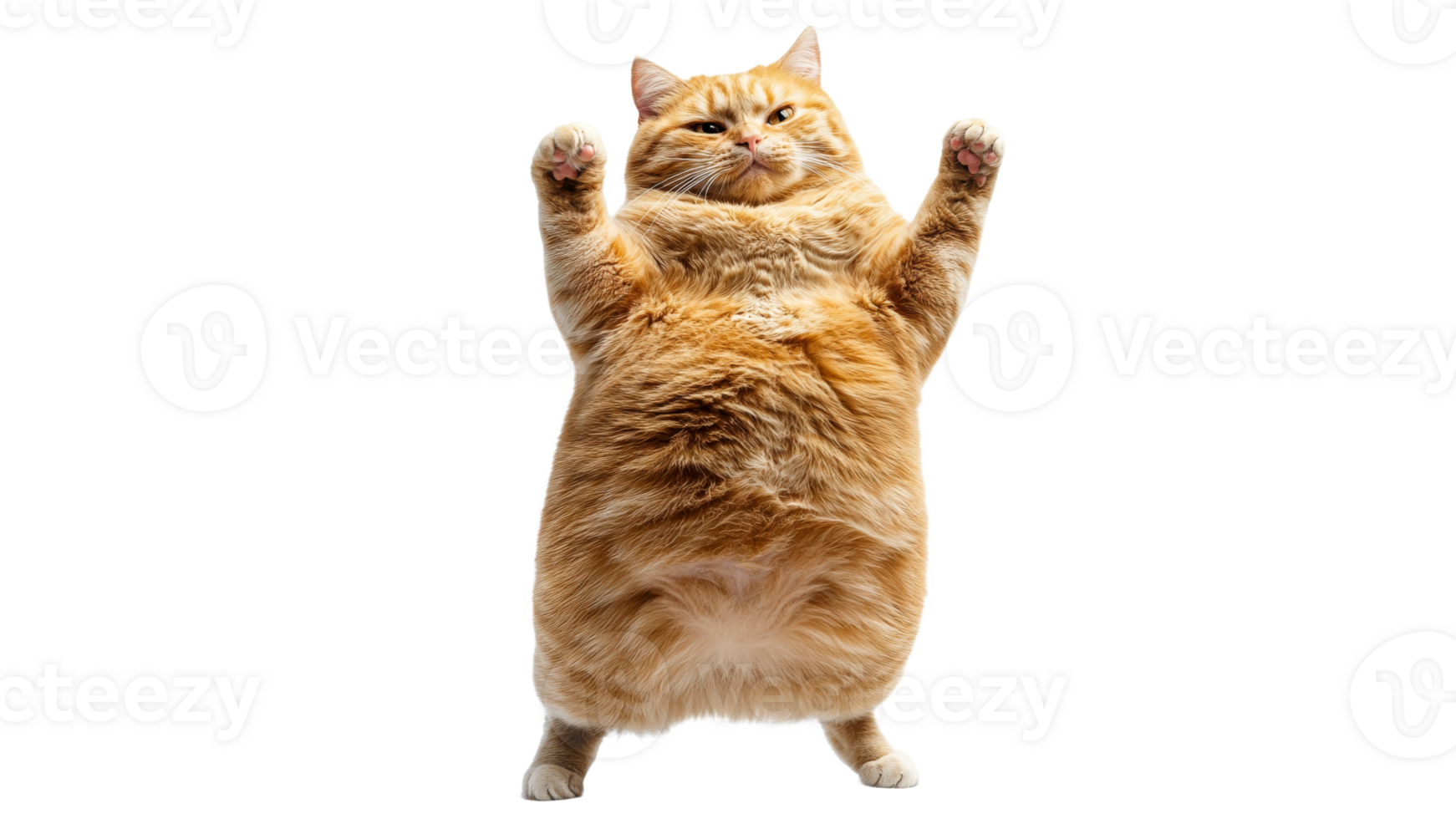 Orange cat standing upright with paws raised png