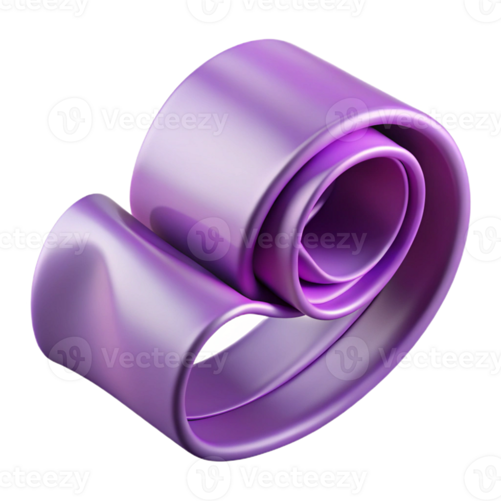 dramatic modern Lilac Satin Ribbon Curled Edge Isolated genuine png