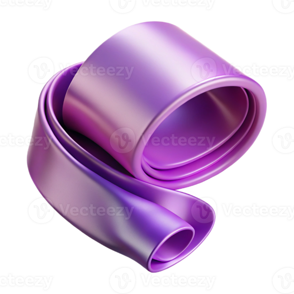 dramatic vintage Lilac Satin Ribbon Curled Edge Isolated authentic png