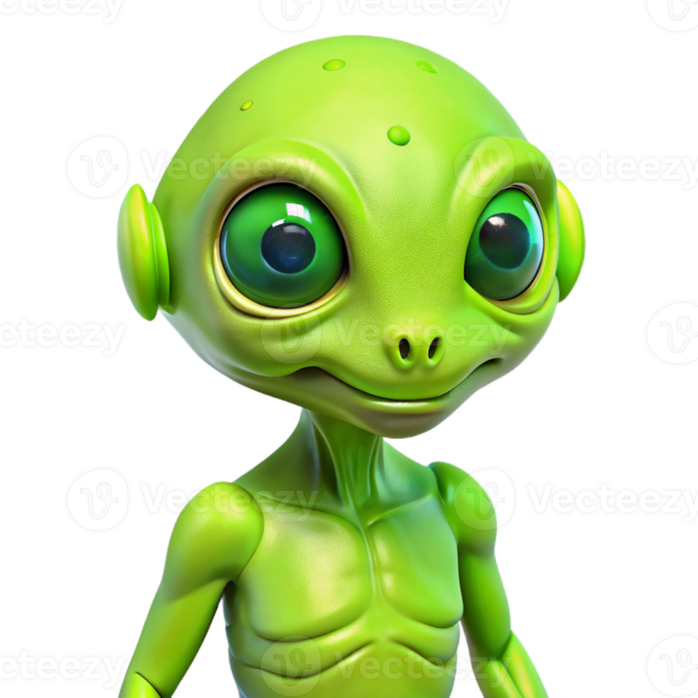 vibrant rustic Lime Green Alien Creature Transparent Background high resolution png