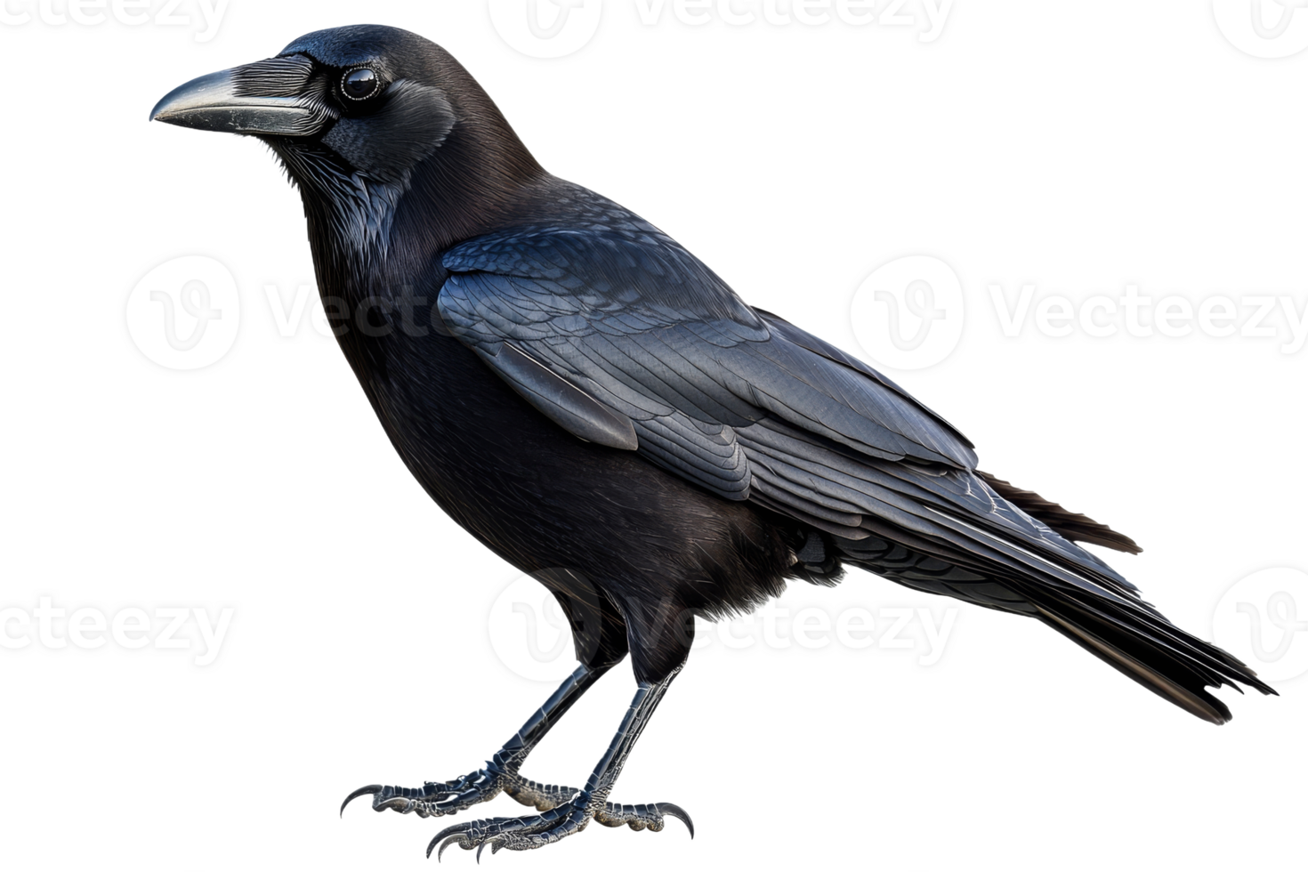 Raven standing elegantly with glossy feathers png