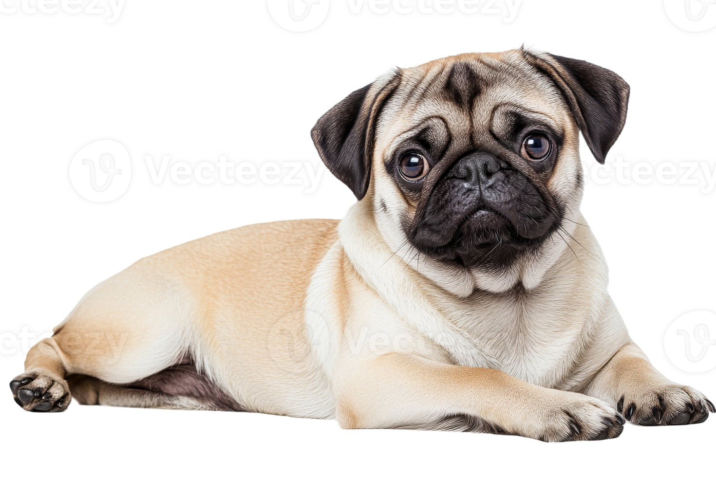 Curious pug resting at home png