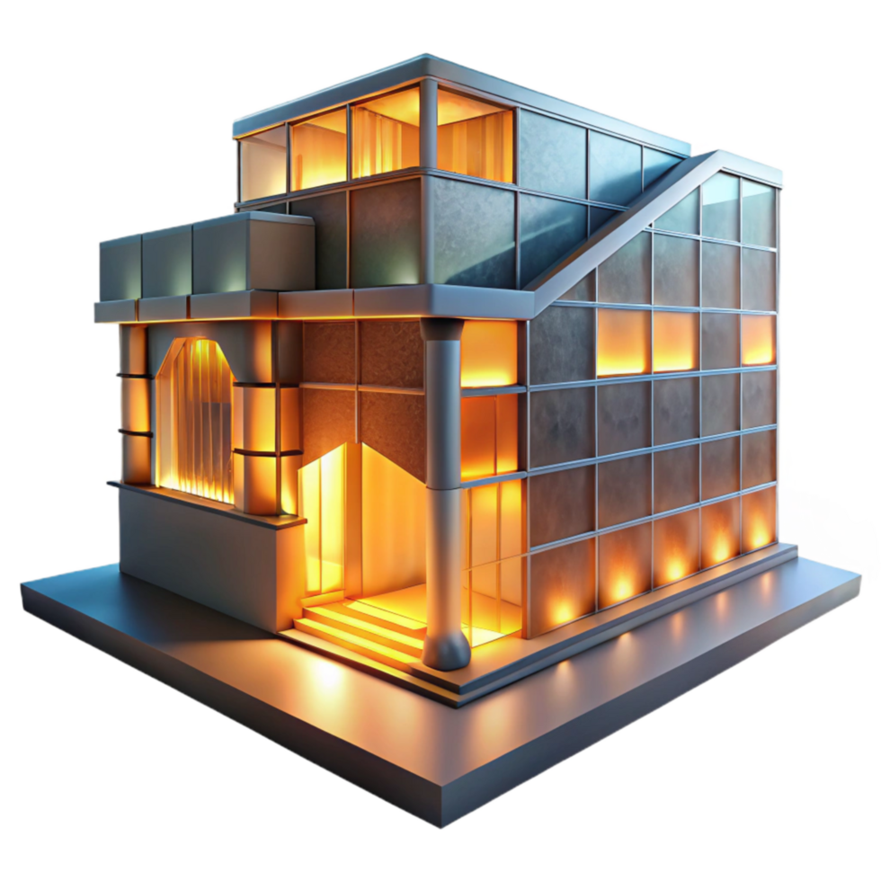vibrant artistic Living Architecture Illuminated Facade Transparent Background png