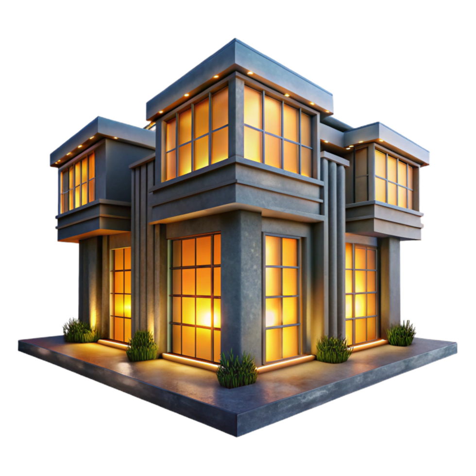 wonderful contemporary Living Architecture Illuminated Facade Transparent Background exclusive png