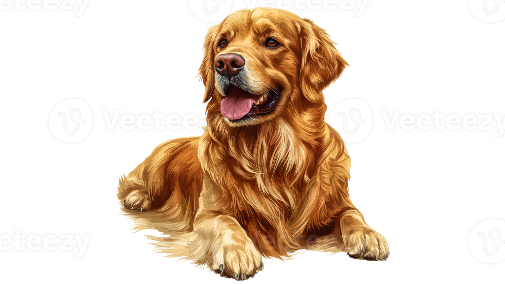 Golden retriever resting indoors in a cozy space png